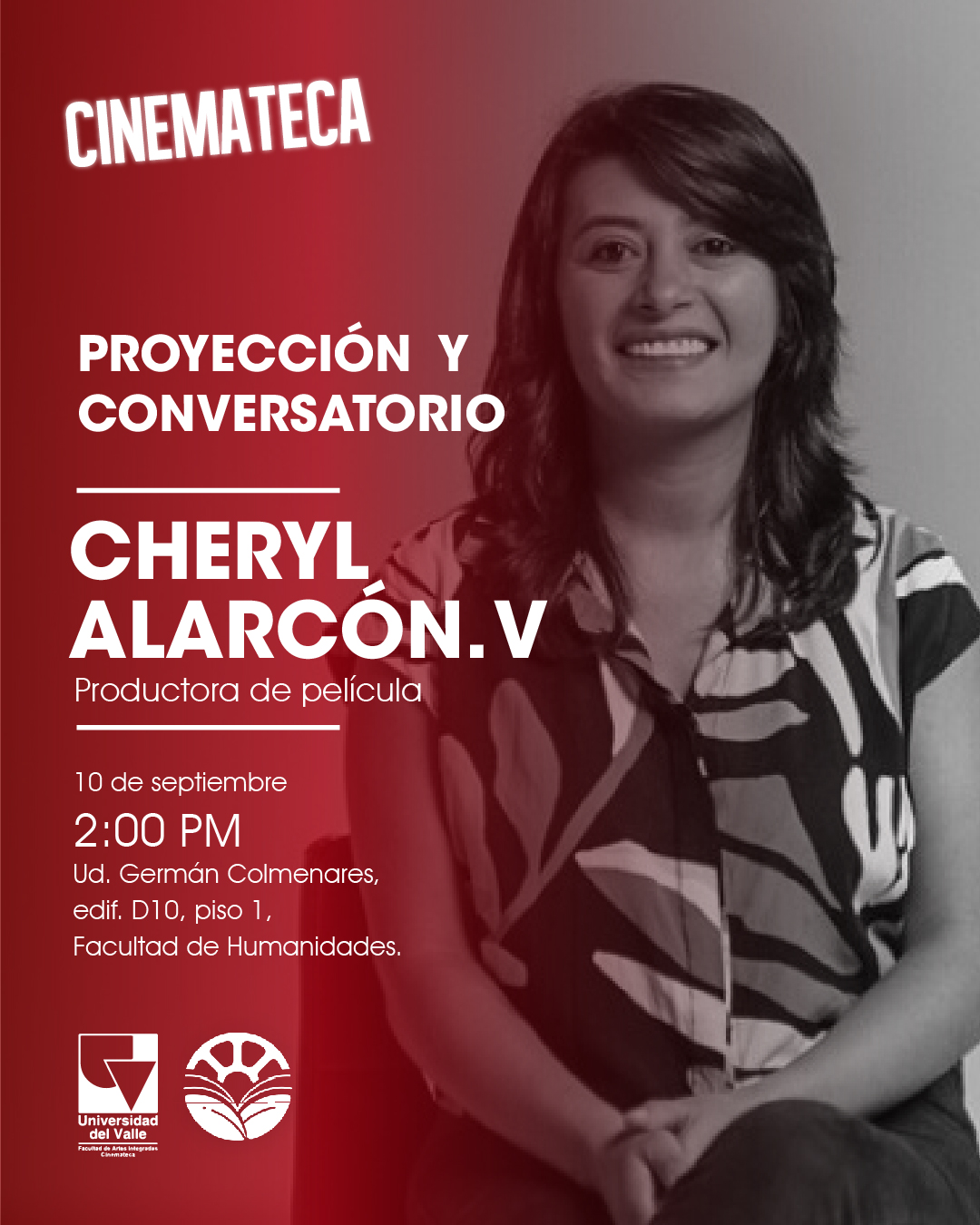 afiche de conversatorio Cheryl Alarcón V.