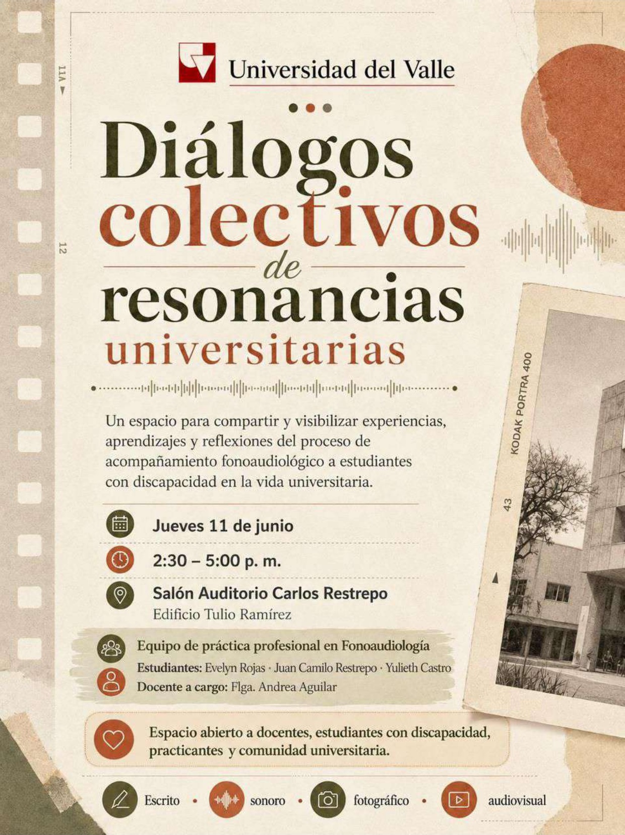afiche de DIÁLOGOS COLECTIVOS DE RESONANCIAS UNIVERSITARIAS